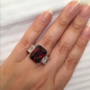 Stunning!! Red and white simulated diamond ring